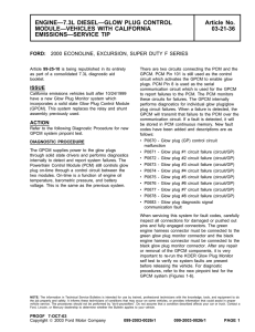 ENGINE—7.3L DIESEL—GLOW PLUG CONTROL Article No