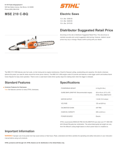 MSE 210 CBQ Distributor Suggested Retail Price