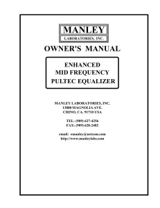 Manley Mid Frequency EQ Product Manual