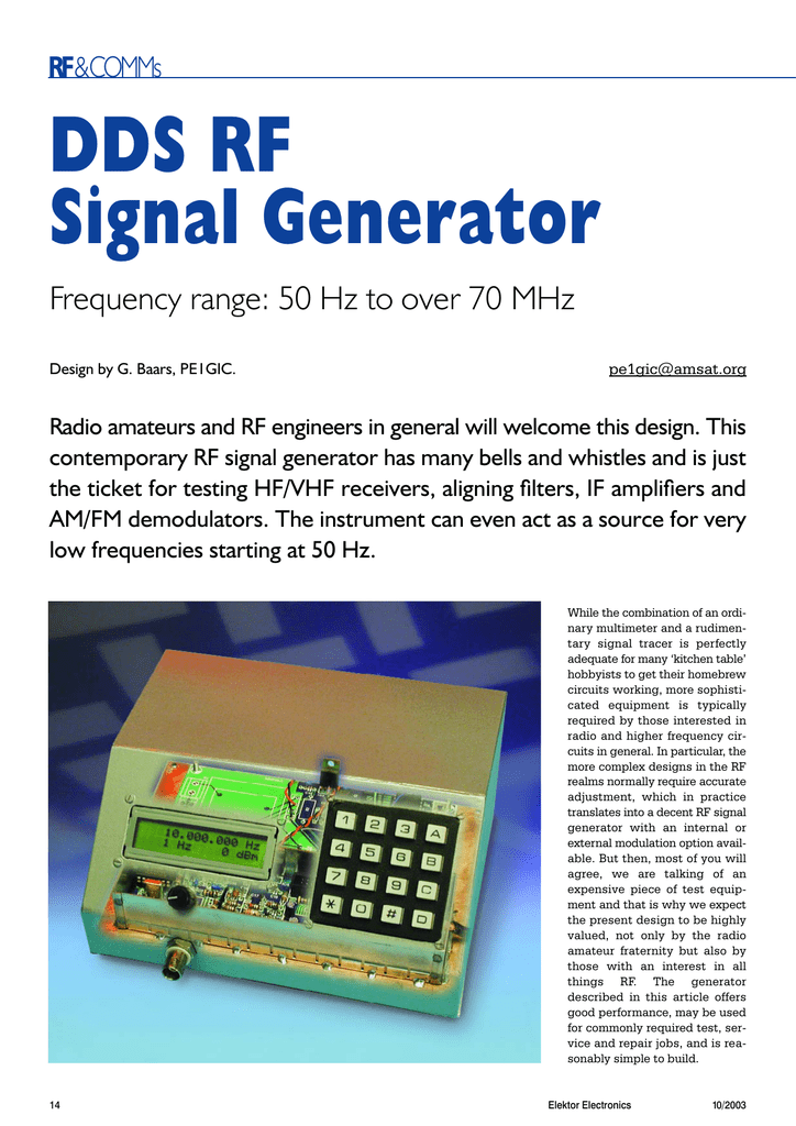Dds Rf Signal Generator