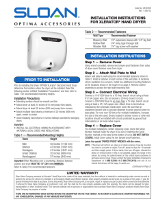 Installation Instructions for XLERATOR Hand Dryer