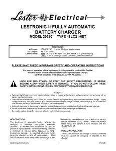 OWNERS Manual - Battery Charger Depot