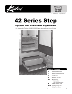 42 Series Electric Step Owner`s Manual #842