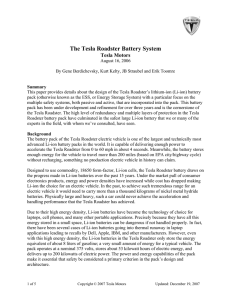 December 19, 2007 The Tesla Roadster Battery System