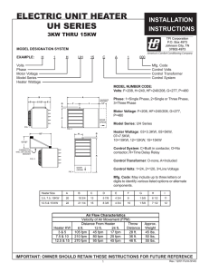 Electric Unit Heater Installation Uh Series