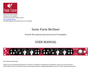 Sonic Farm Berliner USER MANUAL