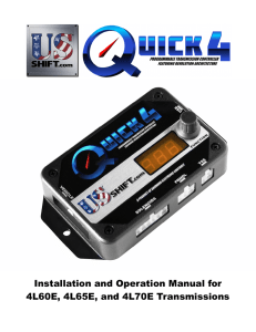 4L60E Quick 4 Manual - The US Shift Transmission Control System