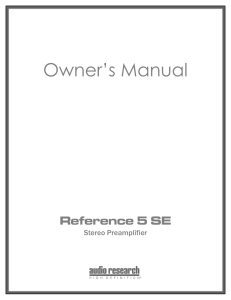 Owner`s Manual - Audio Research