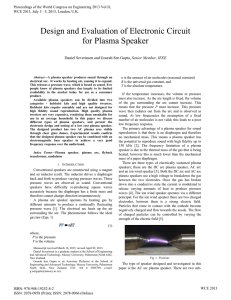 Design and Evaluation of Electronic Circuit for Plasma Speaker