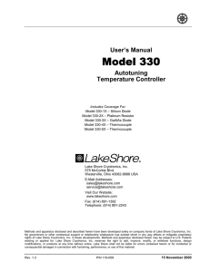 Model 330 - Lake Shore Cryotronics, Inc.