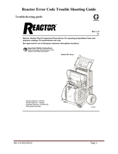 Reactor Error Code Trouble Shooting Guide