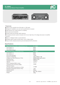 Features Professional Stereo Power Amplifier Specifications TS