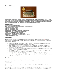 Morse/PSK Reader Specification: Limitations: