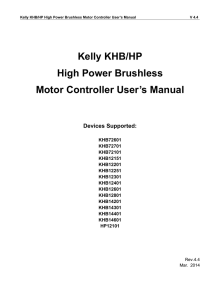 Kelly KHB Controllers User Manual