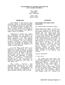 Establishment of Battery Standards for CATV Standby Powering