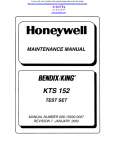 Bendix King KTS-152 Test Panel Maintenance Manual