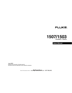 Fluke Corporation Fluke 1507 Insulation Resistance Tester Manual