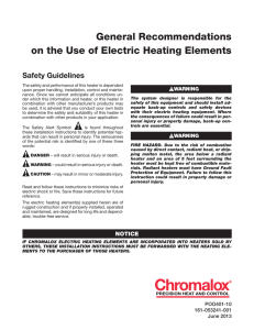 General Recommendations on the Use of Electric Heating Elements