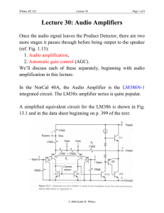 Lecture 30: Audio Amplifiers