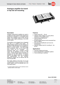 Analogue amplifier for board or top hat rail mounting