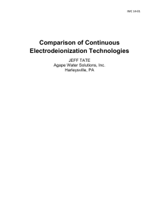 IWC-14-01 Comparison of Continuous Electrodeionization