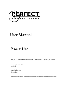 User Manual Power-Lite - Perfect Power Systems