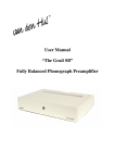 User Manual “The Grail SB” Fully Balanced Phonograph Preamplifier
