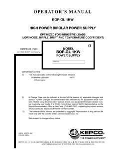 OPERATOR’S MANUAL BOP-GL 1KW HIGH POWER BIPOLAR POWER SUPPLY MODEL