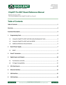 ChipKIT Pro MX7 Board Reference Manual Table of Contents
