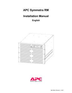 APC Symmetra RM Installation Manual English