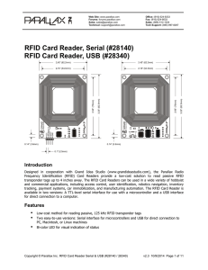 RFID Card Reader, Serial (#28140) RFID Card Reader, USB (#28340)  Introduction