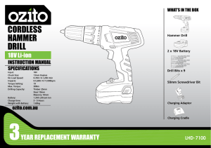 CORDLESS HAMMER DRILL 18V Li-ion