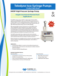 Teledyne Isco Syringe Pumps 500SP High Pressure Syringe Pump Product Data Sheet