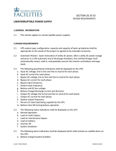 UNINTERRUPTIBLE POWER SUPPLY - Columbia University Facilities
