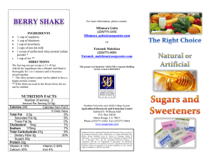 Sugars and Sweeteners - Southern University Ag Center