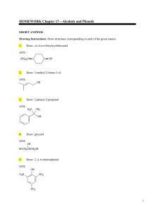 HOMEWORK Chapter 17—Alcohols and Phenols