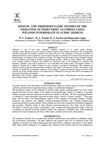 kinetic and thermodynamic studies of the oxidation of perfumery