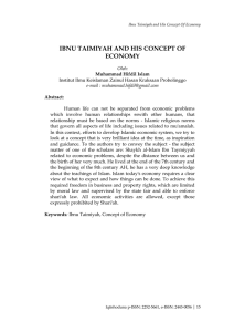 ibnu taimiyah and his concept of economy