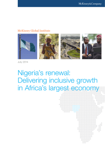 Nigeria`s renewal: Delivering inclusive growth in Africa`s