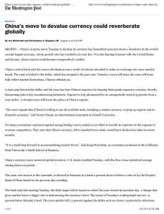 China`s move to devalue currency could reverberate