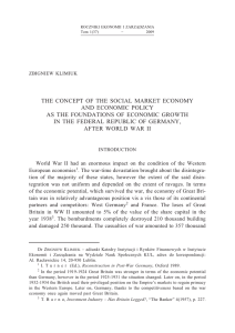 The Concept of the Social Market Economy and Economic