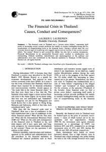 The Financial Crisis in Thailand: Causes, Conduct and