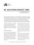 Summary: BC Solutions Budget 2006