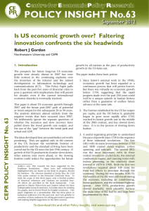 Is US economic growth over? - Centre for Economic Policy Research