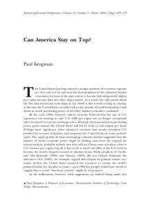 Paul Krugman, Can America Stay on Top?