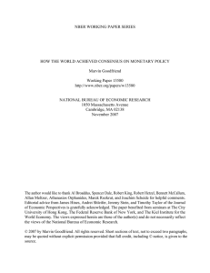 NBER WORKING PAPER SERIES Marvin Goodfriend Working Paper 13580