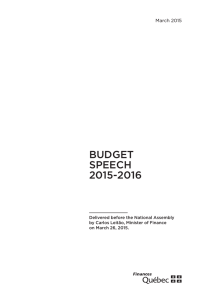Budget speech 2015-2016 - Gouvernement du Qu��bec