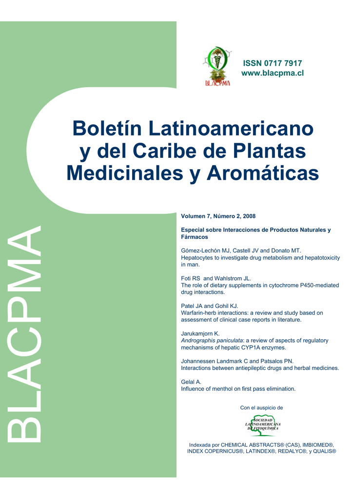 Boletin Latinoamericano Y Del Caribe De Plantas Medicinales Y