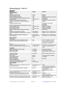 GP/Locum Drug List – 5 May 2013