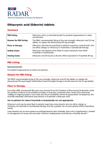 Ethacrynic acid (Edecrin) tablets